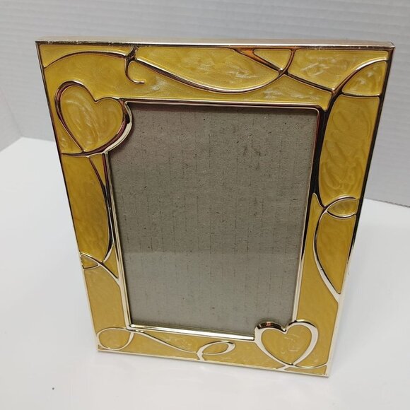 Yellow and Gold Pearl metal finish with Hearts photo frame 4.5 x6 Picture Frame - Picture 5 of 5